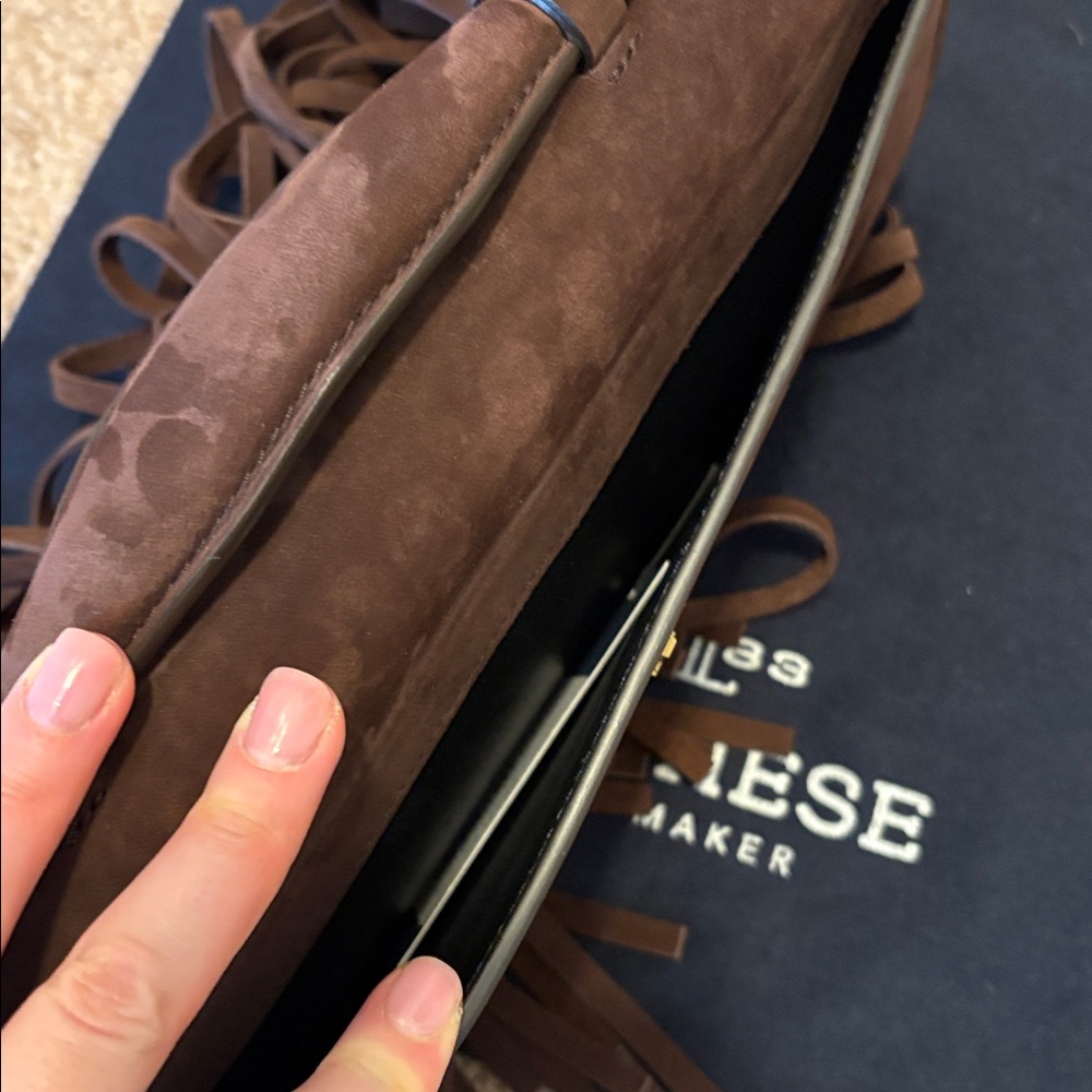 Lucchese Burgundy Suede Fringe Shoulder Bag - Picture 9 of 11